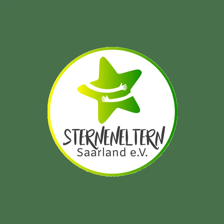 Rundes Logo des Vereins Sterneneltern Saarland e. V. mit grünem Stern auf grünem Hintergrund