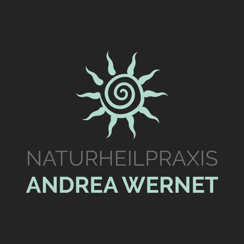 Logo der Naturheilpraxis Andrea Wernet mit Sonnenspirale in Mintgrün