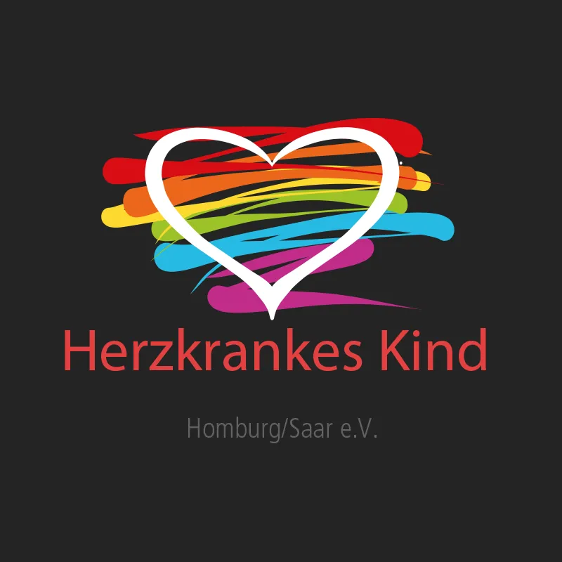Logo des Vereins Herzkrankes Kind Homburg/Saar e. V. mit Herz in Regenbogenfarben