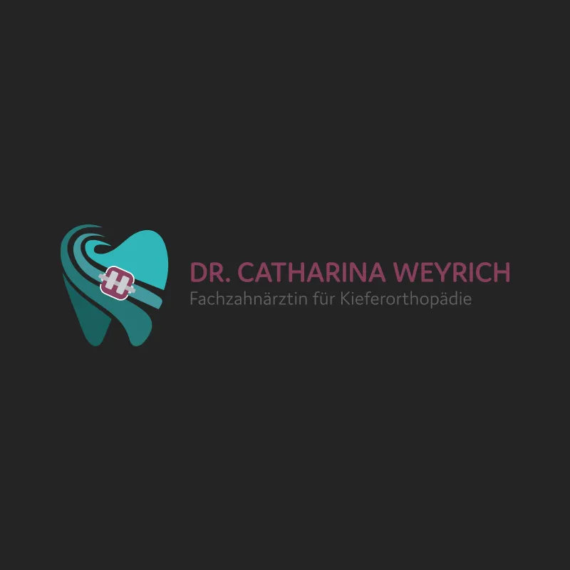 Logo der Kieferorthopädin Dr. Catharina Weyrich mit stilisiertem Zahn in Petrol
