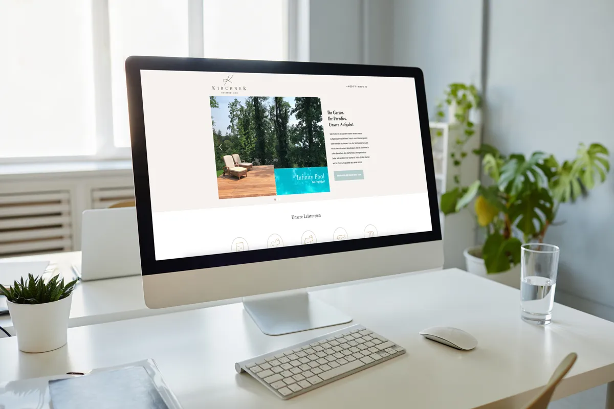 Website von Kirchner Garten & Teich aus Heidenrod auf einem Desktop-Bildschirm