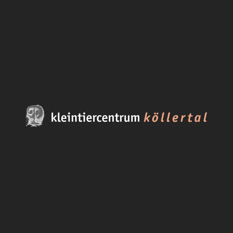 Logo des Kleintiercentrums Köllertal mit Tierkopf-Symbol auf dunklem Hintergrund