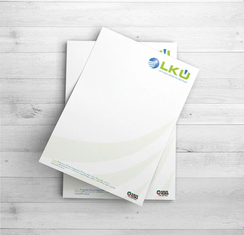 Briefbogen im neuen Corporate Design der LKU Luft-Klima-Umwelttechnik aus Merzig