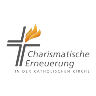 Logo der Charismatischen Erneuerung in der Katholischen Kirche mit Kreuz und Flammen