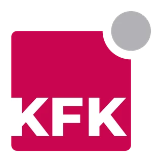 Logo von KFK aus Saarbrücken in weißen Buchstaben auf magentafarbenem Quadrat