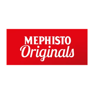 Logo von Mephisto Originals in weißer Schrift auf rotem Rechteck