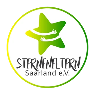 Logo des Vereins Sterneneltern Saarland e. V. mit grünem Stern, der sich selbst umarmt