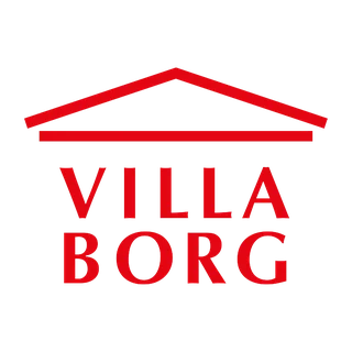 Logo der Villa Borg in Perl mit rotem Dachgiebel über dem Schriftzug