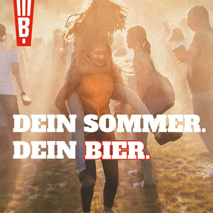 Social-Media-Post der Bruch Brauerei Neunkirchen: feiernde Menschen im Gegenlicht, Text „Dein Sommer. Dein Bier.“