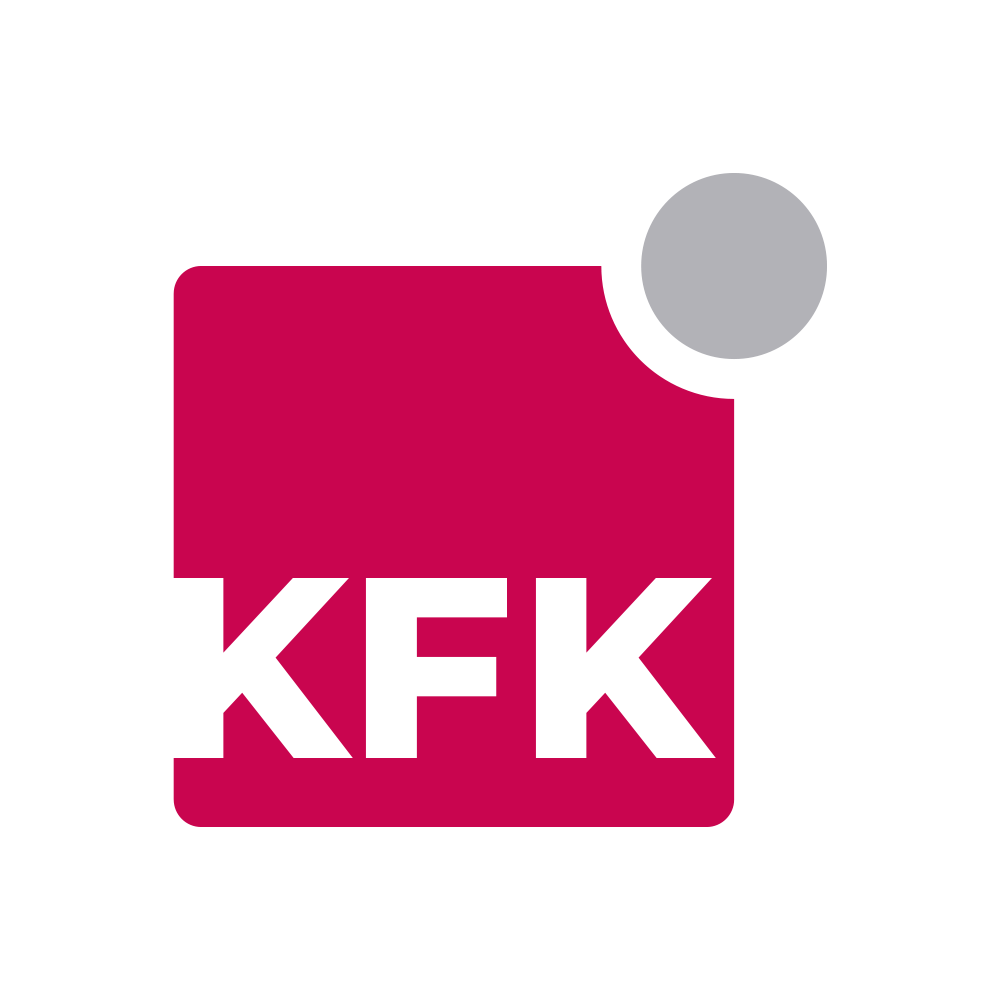 Logo der KFK GmbH aus Saarbrücken: weiße Buchstaben auf magentafarbenem Quadrat
