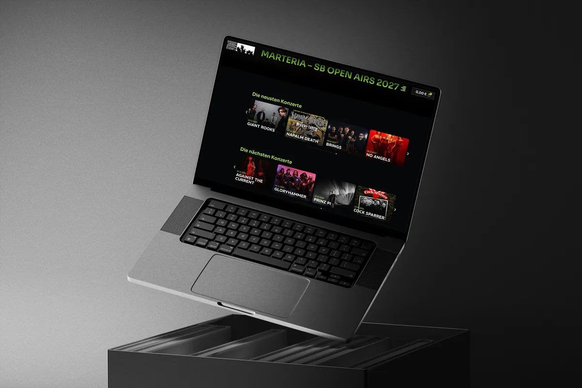 website von saarevent auf einem laptop