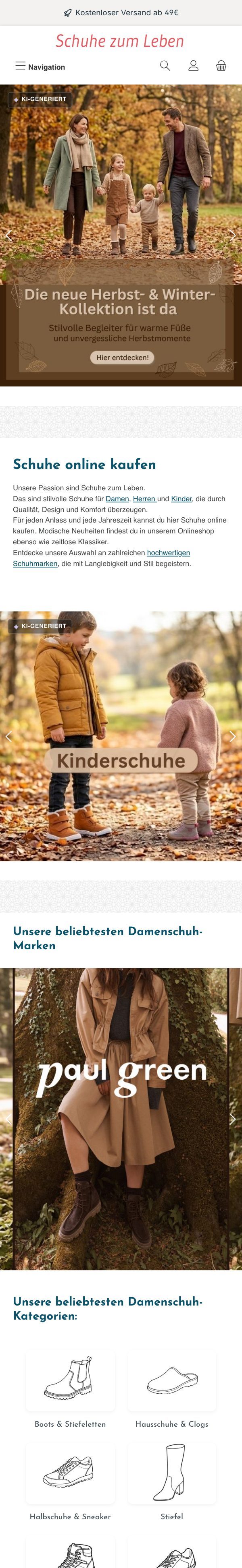 Onlineshop Schuhe zum Leben aus Trier in der mobilen Ansicht mit Herbst- und Winterkollektion